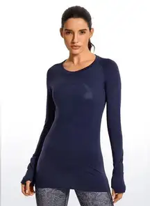 NWT Crz Yoga Navy Speedy Seamless Long Sleeves Slim Fit X-Large