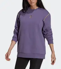 Adidas Original Crew Wonder‎ Sweatshirt Women's Medium Purple Gold Zipper Casual