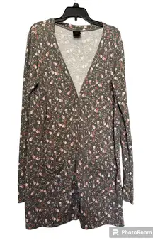 Agnes & Dora Floral long cardigan gray/pink‎ size M