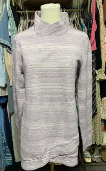 Women's Deux More Double Knit Pullover Tunic Mock Turtleneck Sweatshirt