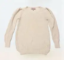 Juicy Couture White Long Sleeve Cable Knit Crew Neck Sweater size P