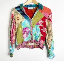 Vintage Y2K Patchwork Button Down Long Sleeve Top Size Medium