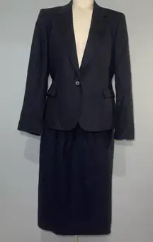 Vintage Redwood & Ross navy blue pinstripe suit set jacket skirt woman’s 14