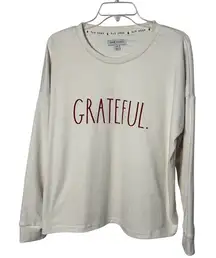 RAE DUNN Women Large Graphic White Long Sleeve Pullover Sweatshirt Holiday Basic