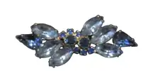 Vintage Women's Blue Cut Stones Pin Brooch Rare Collectible
