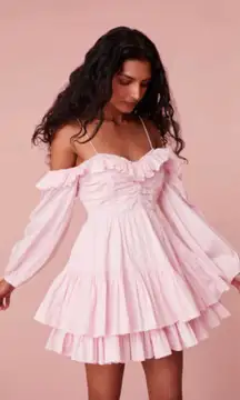 LoveShackFancy Pink Ruffle Mini Dress