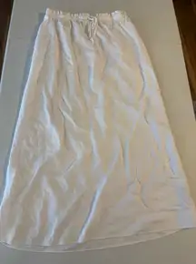 Zara 100% linen Small White Elastic Waist Maxi Skirt Summer