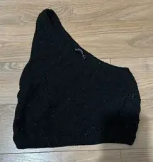 Stradivarius black sparkly one shoulder top size small