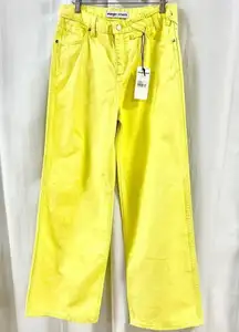 NWT Wrangler x Staud The Loose Low Rise Wide Leg Jeans Yellow Women's W26 X L32