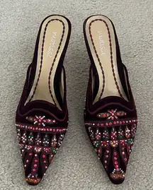 Matisse  Burgundy Velvet Beaded Mules sz 8.5