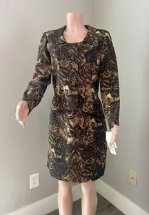 Vintage 80s Leslie Fay FLORAL Skirt Suit 2 Piece Set Sz 10 Secretary NWT #123