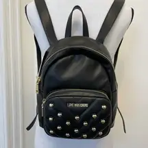 Love Moschino Studded Heart Backpack Nappa Blk NEW