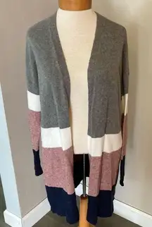 Hem & Thread Colorblock Long Sleeve Open Front Cardigan Women’s Size Medium