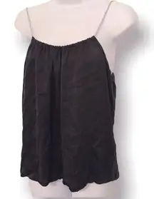 Anthropologie ZOA New York Silk Black‎ Tank Top with Silver Rope Straps Size XS
