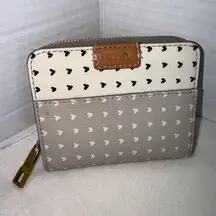 Fossil Cream and Gray Bifold Heart Women's Small Wallet