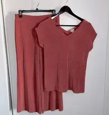 Chico’s New Women’s 2-Piece Double V-Neck Top and Wide Leg Ankle Pant Loungewear