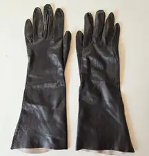 Vintage Black Kid Leather Gloves 12” Long Sz 8