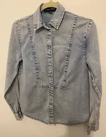 The fifth Acid Wash Denim Top Long Sleeve‎ Size XXS Button Down
