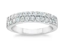 Round Brilliant 0.70 ctw VS2 Clarity, I Color Diamond 14kt White Gold Double Row Band Size 6