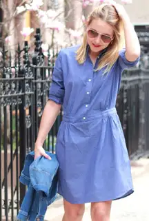 Banana Republic Blue Indigo Cotton Button‎ Front Shirtdress Shirt Dress Size 4