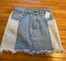 Two-Tone Denim Skirt