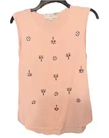 Loft Sleeveless Blouse Blush With Jewels Gems Medium
