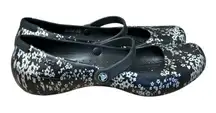 Crocs Shoes Women's Size 7 Alice Work Flats Floral Black Silver