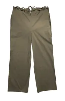 WHITE FOX Olive Green Wide Leg Pants Tie Waist Drawstring Cargo Style