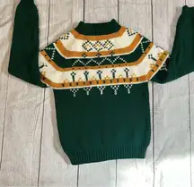 Vintage JCPenney green yellow knit sweater grandpa style