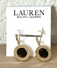 Lauren Ralph Lauren Circular Gold and Dark Brown Earrings