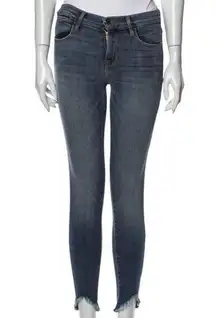 FRAME Blue Medium Wash Mid-Rise Skinny Leg Jeans, US23