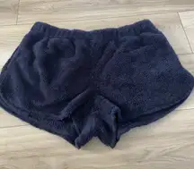 Aerie Navy Blue Plush Lounge Sleep Shorts Womens Size L Soft Fuzzy‎ Comfy
