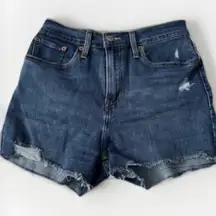Levi's High Rise Shorts Women's 29‎ Raw Hem Distressed Light Blue Wash