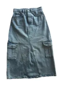 RAILS The Highland Denim Midi Skirt in Light Wash Cargo Size 23