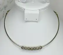 Chicos Gold Tone Rhinestone Studded Collar Statement Necklace 20" ✨