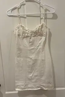 White faux denim dress 