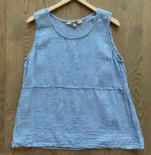 100% Linen Pale Blue Sleeveless Top Size Medium