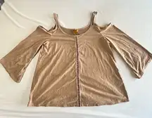Wrangler Tan Cold Shoulder Blouse size L