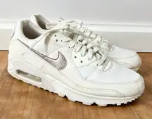 NIKE Air Max 90 Essentials Womens Lifestyle Shoes (White) 10 Sail/Phantom/Pink