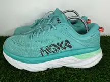 Hoka One One Womens Bondi 7  Blue Running Shoes Sneakers Sz 11