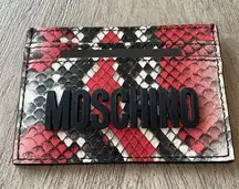 Moschino Couture Python Print Leather Card Holder NEW with tags in box