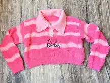 Barbie Pink Collar Crop Top preppy coquette soft fur chic stretch sweatshirt #50
