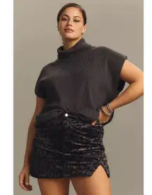 [Anthropologie] Pilcro Leopard Print Corduroy Front Slit Mini Skirt NWT Size 14