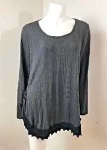 Style & Co  Grey Long Sleeve Sweater Thin Large