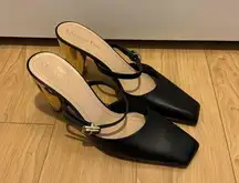 Christian Dior Dior Rhodes Heeled Mule Black Calfskin