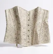 White Brocade Corset Top Waist Trainer Shaper Boned Bodice Costume‎ Lingerie