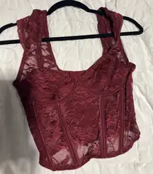 Burgundy Lace Corset Top