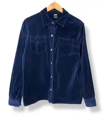 Vintage Old Navy Velvet Shirt Women Long‎ Sleeves XL Button-Up Cotton Classic