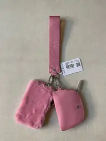 Dual Pouch Wristlet *Plush Fleece - Pink Tide