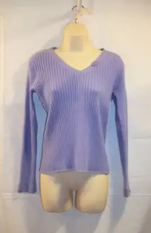Emma James Petite Womens Sweater Size Petite Medium V-Neck Long Sleeve Purple